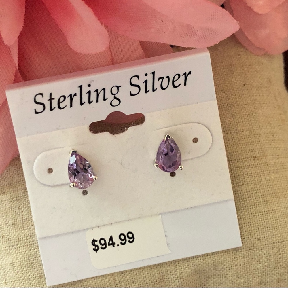Amethyst Tear Drop Sterling silver earring…
